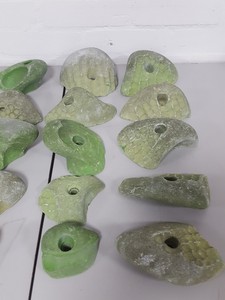 Thumbnail image of Lot of 25 Green Bouldering / Rock Climbing Grips Hand / Foot - No Bolts