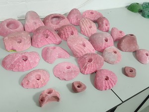 Thumbnail image of Lot of 25 Pink Bouldering / Rock Climbing Grips Hand / Foot - No Bolts