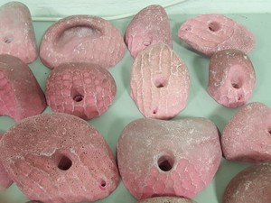 Thumbnail image of Lot of 25 Pink Bouldering / Rock Climbing Grips Hand / Foot - No Bolts