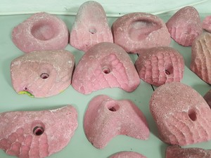 Thumbnail image of Lot of 25 Pink Bouldering / Rock Climbing Grips Hand / Foot - No Bolts