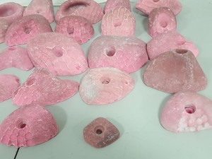 Thumbnail image of Lot of 25 Pink Bouldering / Rock Climbing Grips Hand / Foot - No Bolts