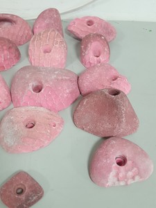 Thumbnail image of Lot of 25 Pink Bouldering / Rock Climbing Grips Hand / Foot - No Bolts