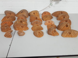 Thumbnail image of Lot of 25 Orange Bouldering / Rock Climbing Grips Hand / Foot - With Bolts