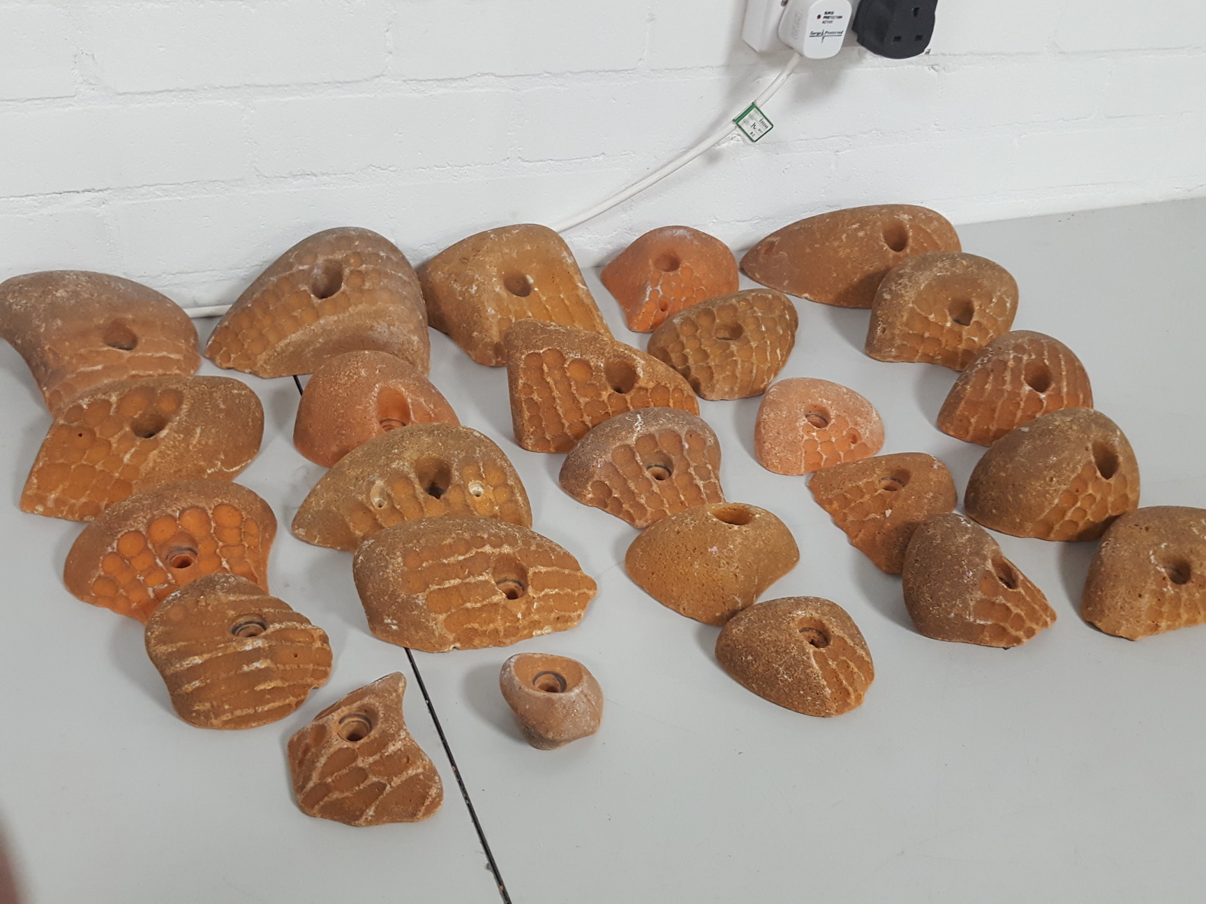 Image of Lot of 25 Orange Bouldering / Rock Climbing Grips Hand / Foot - With Bolts