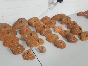 Thumbnail image of Lot of 25 Orange Bouldering / Rock Climbing Grips Hand / Foot - With Bolts