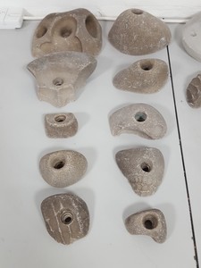 Thumbnail image of Lot of 25 Grey White Bouldering / Rock Climbing Grips Hand / Foot - No Bolts
