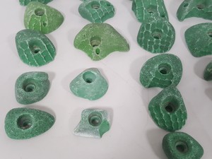 Thumbnail image of Lot of 21 Green Bouldering / Rock Climbing Grips Hand / Foot - No Bolts