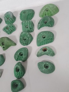 Thumbnail image of Lot of 21 Green Bouldering / Rock Climbing Grips Hand / Foot - No Bolts