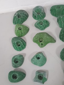 Thumbnail image of Lot of 21 Green Bouldering / Rock Climbing Grips Hand / Foot - No Bolts