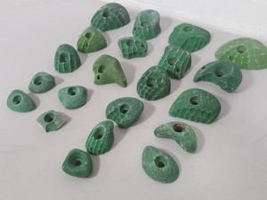 Thumbnail image of Lot of 21 Green Bouldering / Rock Climbing Grips Hand / Foot - No Bolts