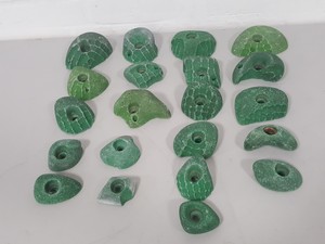Thumbnail image of Lot of 21 Green Bouldering / Rock Climbing Grips Hand / Foot - No Bolts