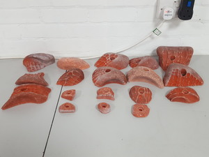 Thumbnail image of Lot of 18 Orange Bouldering / Rock Climbing Grips Hand / Foot - No Bolts