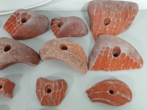 Thumbnail image of Lot of 18 Orange Bouldering / Rock Climbing Grips Hand / Foot - No Bolts