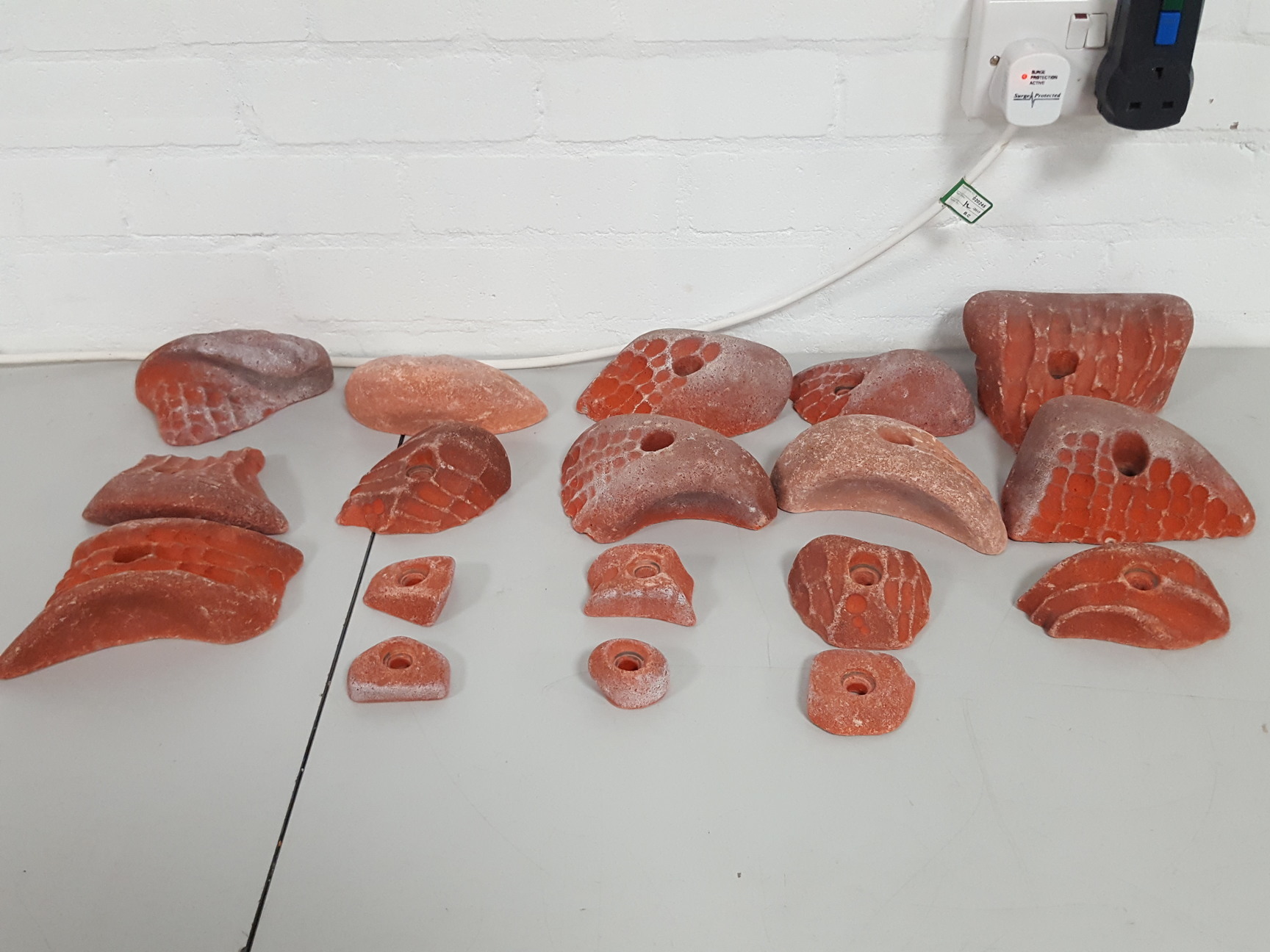 Image of Lot of 18 Orange Bouldering / Rock Climbing Grips Hand / Foot - No Bolts