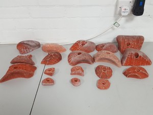 Thumbnail image of Lot of 18 Orange Bouldering / Rock Climbing Grips Hand / Foot - No Bolts