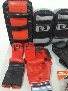 Thumbnail image of Job Lot Boxing Kickboxing MMA Hit Kick Pads Gloves Headgear Lonsdale Gym
