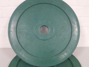 Thumbnail image of 2 x 2.5kg Plastic Olympic Plates Gym Weighlifting Powerlifting Green