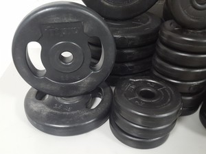 Thumbnail image of 143kg Studio Weight Plates Dance / Aerobics + 7 Barbells & Barbell Rack