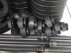 Thumbnail image of 143kg Studio Weight Plates Dance / Aerobics + 7 Barbells & Barbell Rack