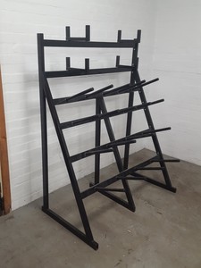Thumbnail image of 143kg Studio Weight Plates Dance / Aerobics + 7 Barbells & Barbell Rack