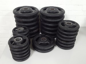 Thumbnail image of 162.5kg of York USA Olympic Weight Plates Gym 10kg, 5kg, 2.5kg, 1.25kg
