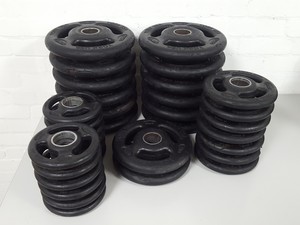 Thumbnail image of 162.5kg of York USA Olympic Weight Plates Gym 10kg, 5kg, 2.5kg, 1.25kg