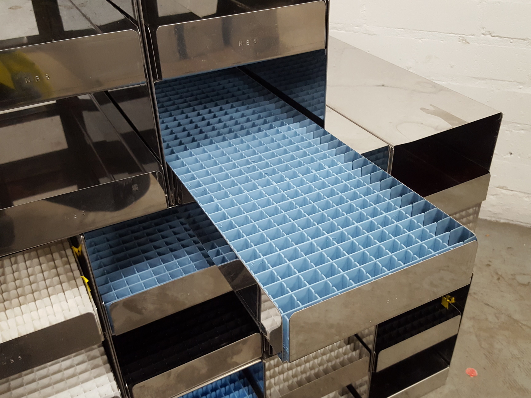 Image of Lot of 12 Storage Tray Racks Lab Equipment