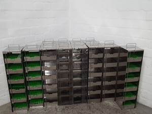 Thumbnail image of Lot of 12 -80 Lab Freezer Storage Racks Lab 58cm x 14cm x 16.4cm