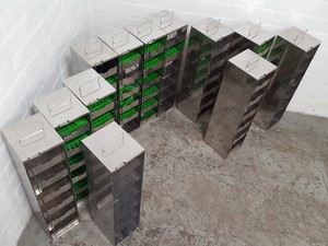Thumbnail image of Lot of 12 -80 Lab Freezer Storage Racks Lab 58cm x 14cm x 16.4cm