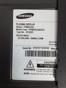 Thumbnail image of Samsung PPM42S3Q 42 Inch Plasma Display Panel TV Monitor PPM42S3QX/EDC