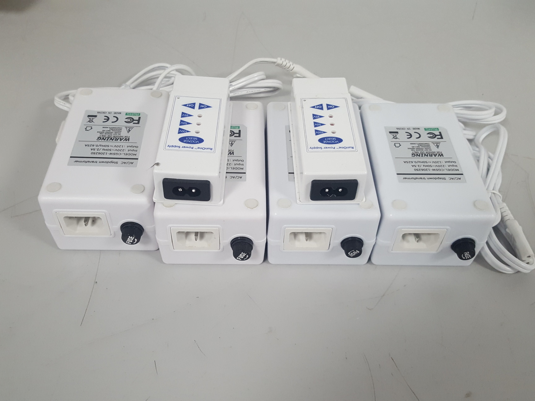 Image of 4x CGSW-1206250 AC/AC Step Down Transformers + 2x RunOne Variable 100V 50V 25V