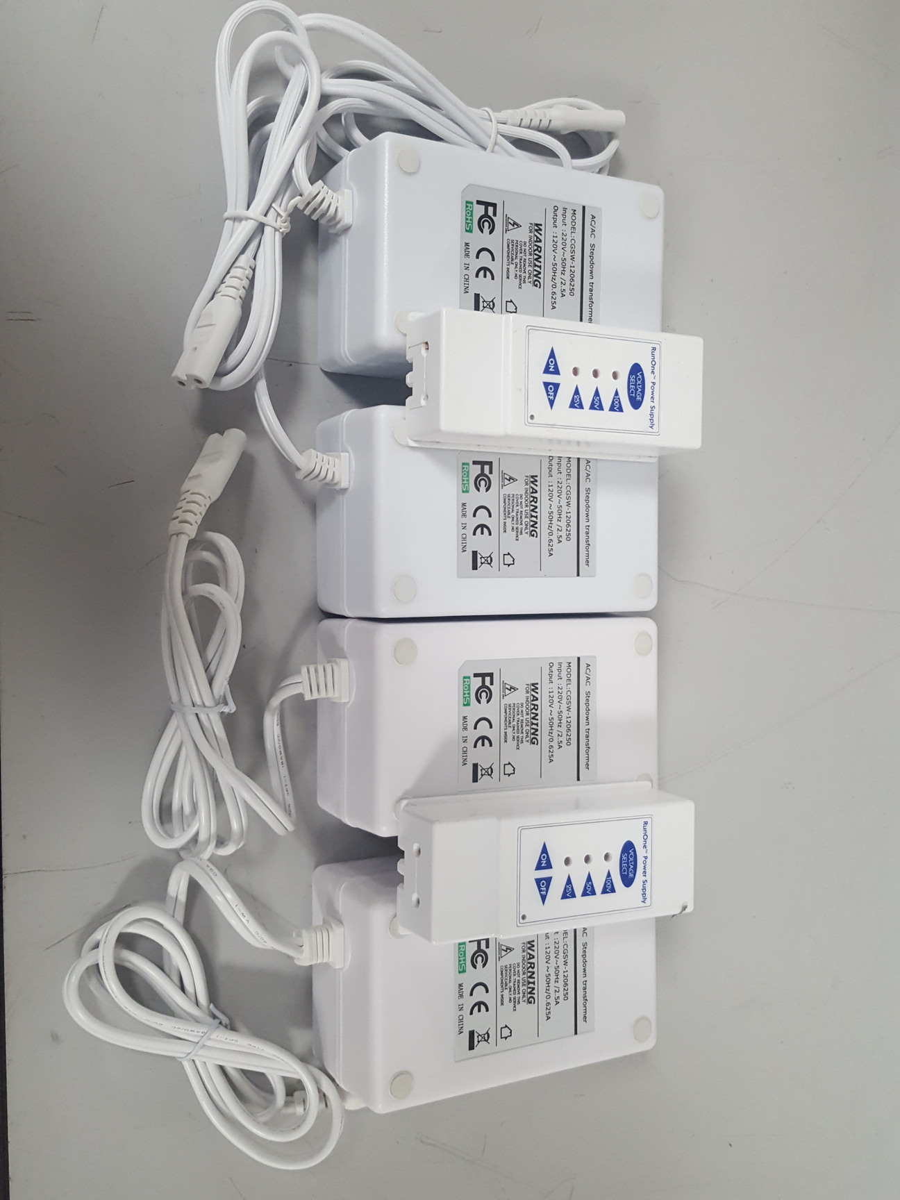 Image of 4x CGSW-1206250 AC/AC Step Down Transformers + 2x RunOne Variable 100V 50V 25V