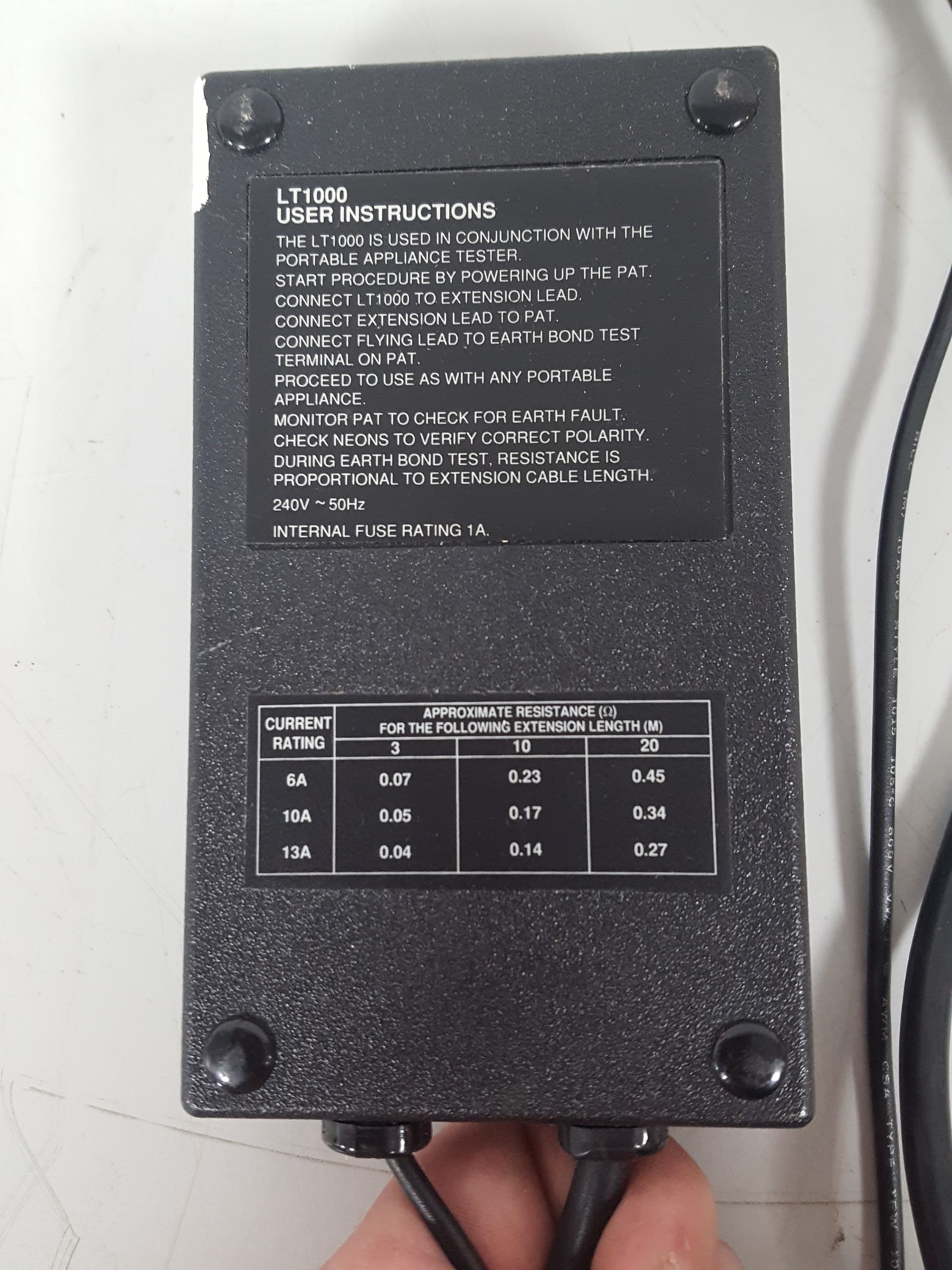Image of 2x Seaward LT1000 Extension Lead Tester Testing