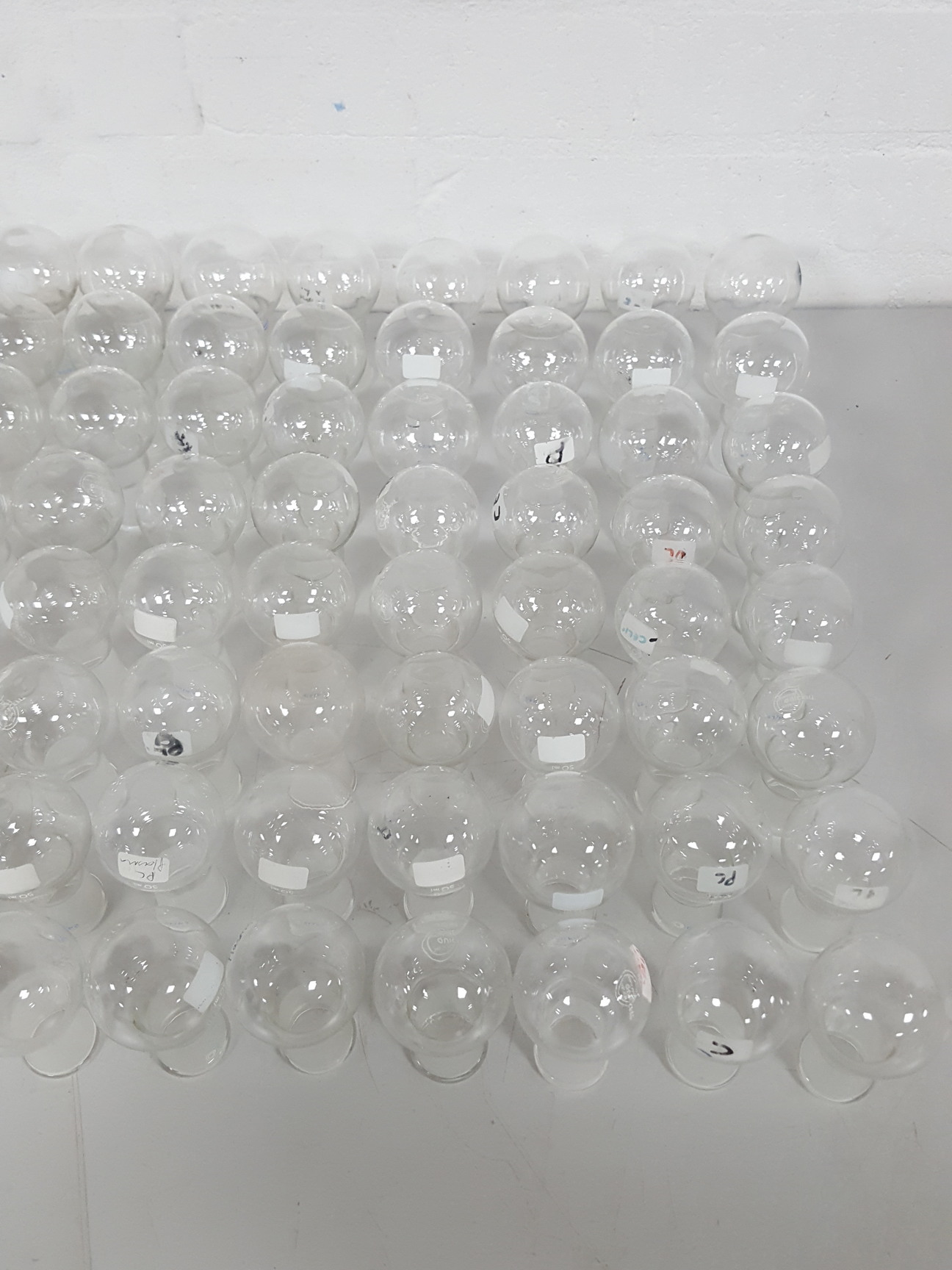 Image of 128x 50ml Round Bottomed Flasks Lab Glassware Joined Glass