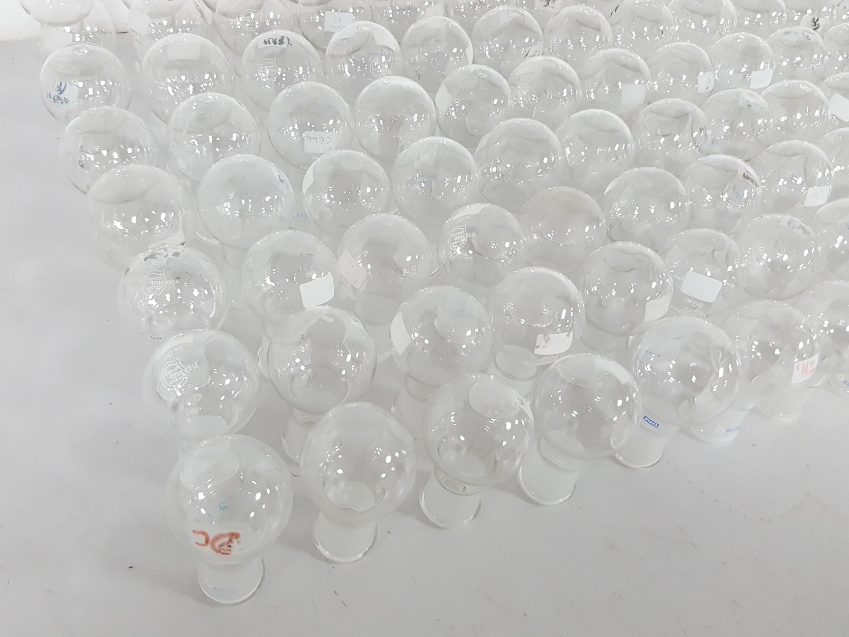 Image of 128x 50ml Round Bottomed Flasks Lab Glassware Joined Glass