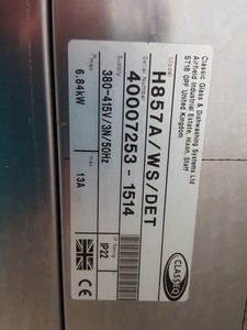 Thumbnail image of ClassEQ Hydro 857 Pass Through Commercial Dishwasher + 2 Tables & Baskets