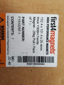 Thumbnail image of First 4 Magnets F151025-1 Y30BH Ferrite High Performance Magnet 20kg Pull