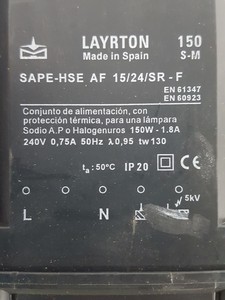 Thumbnail image of 8x Layrton 150 50w lighting HID ballast S-M SAPE-HSE AF 15/24/SR-F Lighting