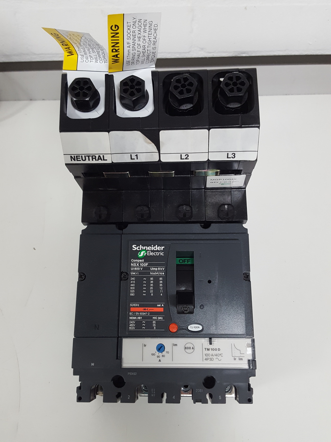 Schneider Electric MGP1004X With Compact NSX100F Circuit Breaker