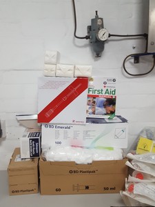 Thumbnail image of Job Lot Medical Equipment First Aid Kits, Sarstedt Needles, Bandages, Syringes,