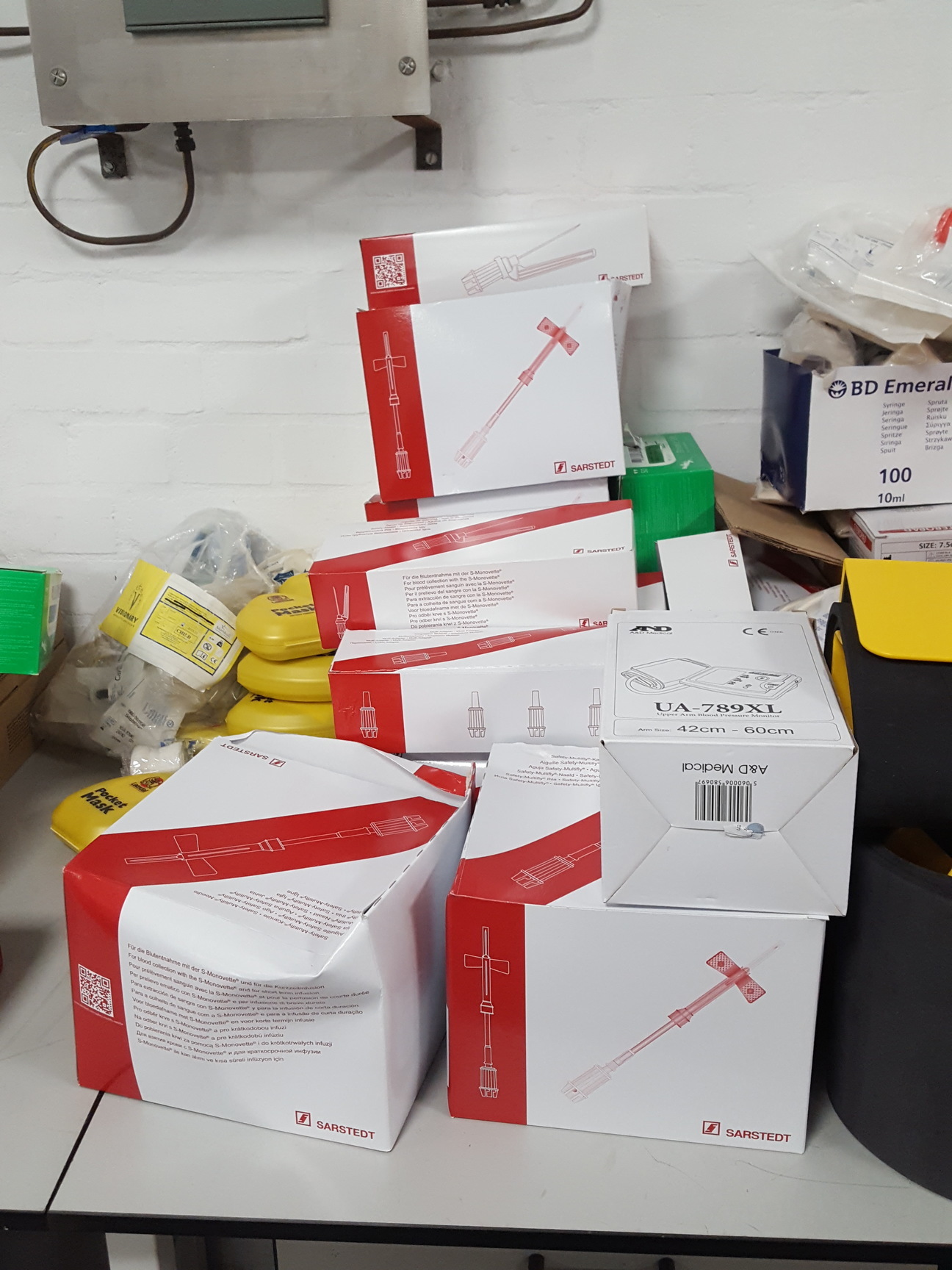 Image of Job Lot Medical Equipment First Aid Kits, Sarstedt Needles, Bandages, Syringes,