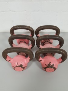 Thumbnail image of Lot of 6 Wolverson 4KG Kettle Bells Gym Equipment