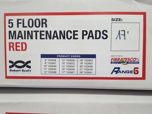 Thumbnail image of 3x Boxes of Robert Scott 17" Red Floor Buffer Machine Pads (5 Pads Each) 102661