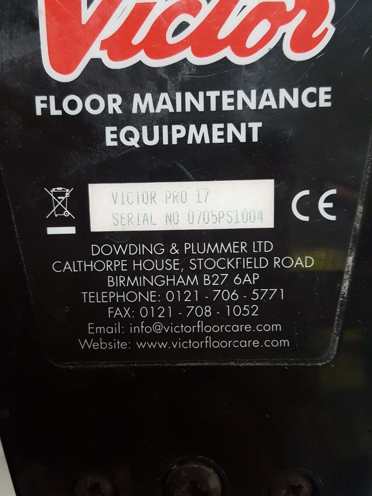 Image of Victor Pro 17 High Speed Buffing Floor Scrubbing Machine
