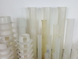 Thumbnail image of Large Lot of Plastic Graduated Cylinders, Beakers, Bases & Other Misc Lab Items