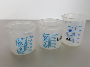 Thumbnail image of Large Lot of Plastic Graduated Cylinders, Beakers, Bases & Other Misc Lab Items