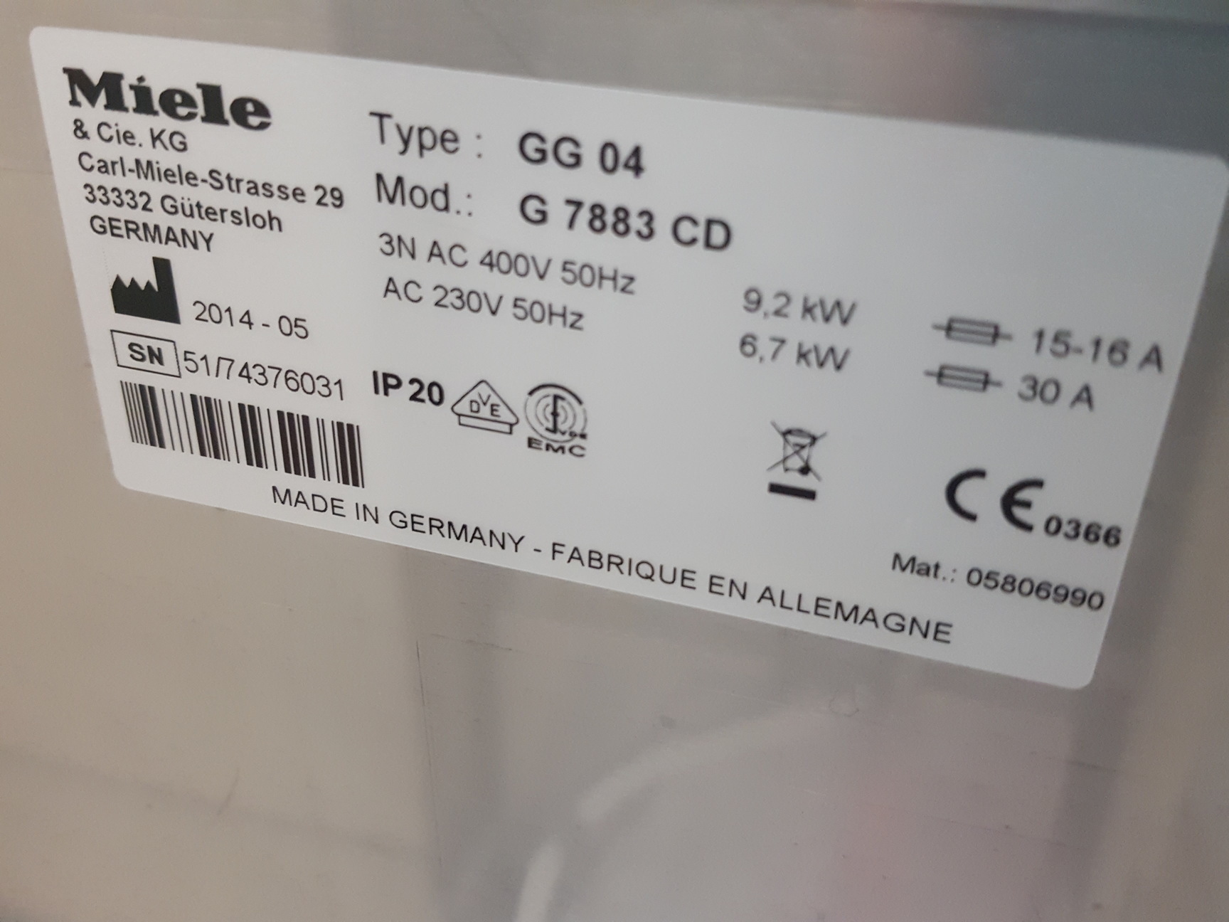 Image of Miele Professional G 7883 CD G7883CD Laboratory Glassware Washer Dishwasher Lab