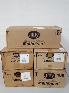 Thumbnail image of 500x Size 1 Jiffy Bags Mailmiser White 5 Boxes