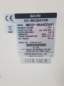 Thumbnail image of Sanyo MCO-18AIC UV Co2 Incubator Lab