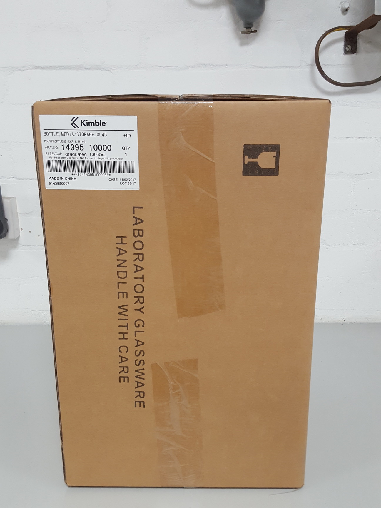 Image of 1x 10000mL 10L Duran Bottle + Lid Kimble Kimax GL45 Lab Glassware Laboratory